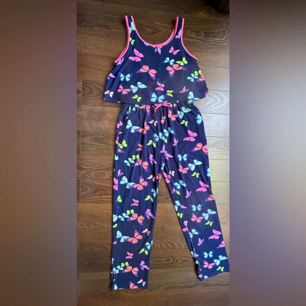Kohl's Pink and Blue Footies One Piece with Butterfly Print